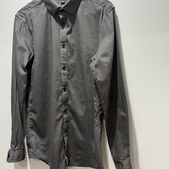 INC International Concepts Button-Up Shirt Men's Size M Grey Long Sleeve Cotton - Picture 3 of 6